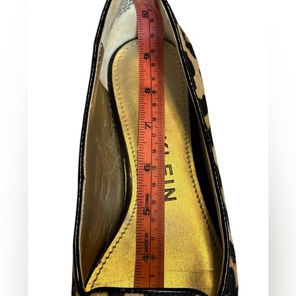 Anne Klein AKKEANA iflex Leopard Print real fur flats black patent bow - Picture 10 of 13